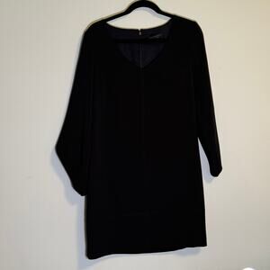 Laundry by Shelli Segal Women's Black Solid V-Neck Long Sleeve Mini Dress Size 8